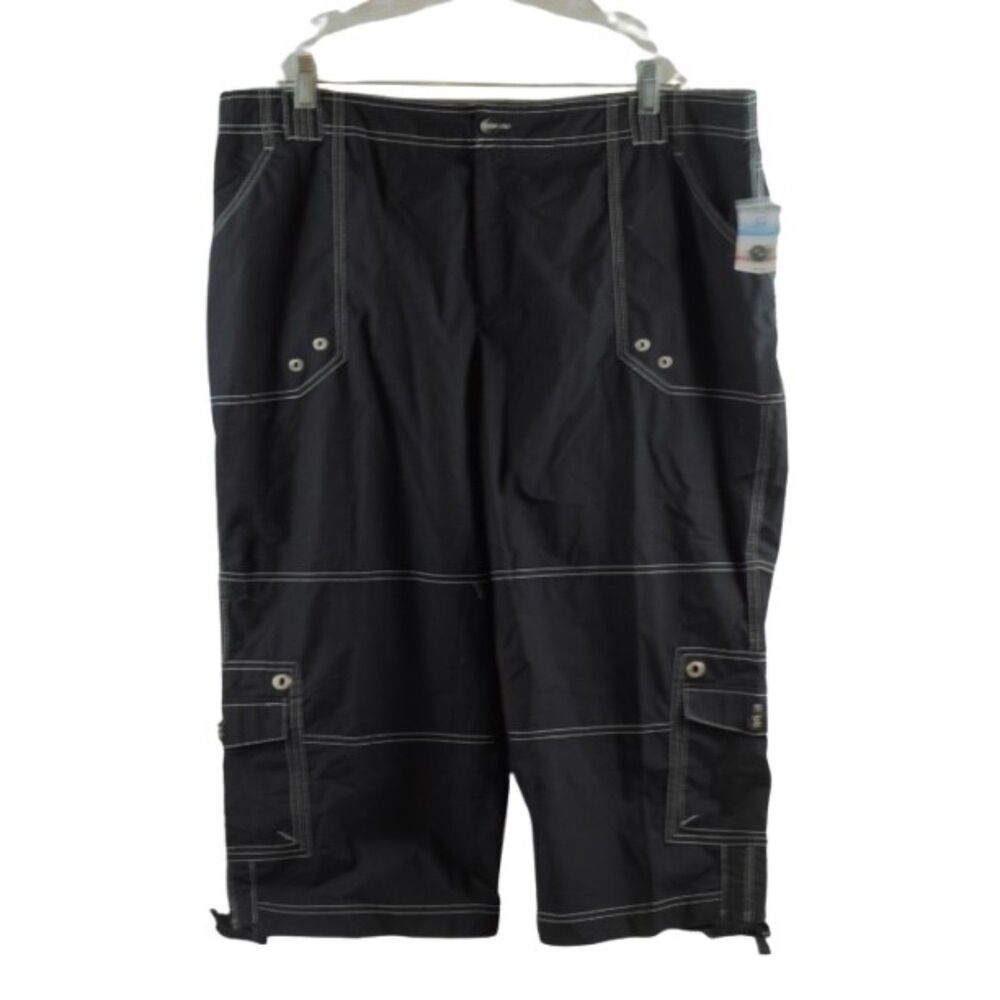 SB Active Black Women's Cargo Capri Pants Zipper Button Closure 2X 034